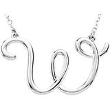 Sterling Silver "F" Script Initial 16" Necklace