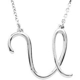 Sterling Silver "F" Script Initial 16" Necklace