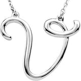 Sterling Silver "F" Script Initial 16" Necklace