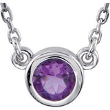 Sterling Silver  Amethyst Bezel 16" Necklace