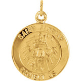 14K Yellow 12mm Round St. Florian Medal