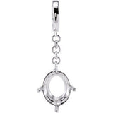 Sterling Silver 11x9mm Oval 4-Prong Pendant Enhancer Mounting