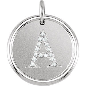 Sterling Silver .07 CTW Diamond Initial "A" Pendant