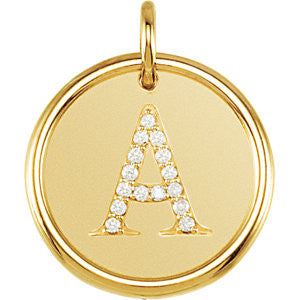 14K Yellow .07 CTW Diamond Initial "A" Pendant