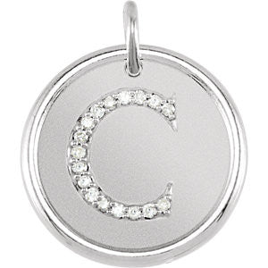 Sterling Silver .08 CTW Diamond Initial "C" Pendant