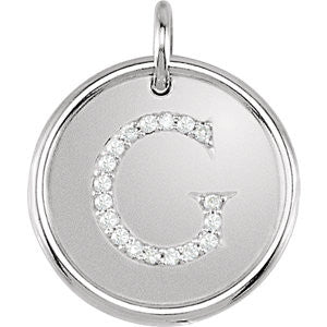 14K White 1-10 CTW Diamond Initial "G" Pendant