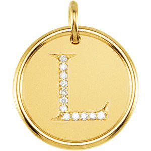 14K Yellow .06 CTW Diamond Initial "L" Pendant