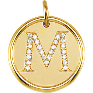 14K Yellow 1-8 CTW Diamond Initial "M" Pendant