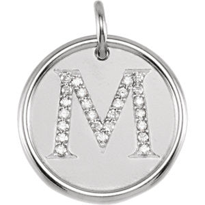 Sterling Silver 1-8 CTW Diamond Initial "M" Pendant