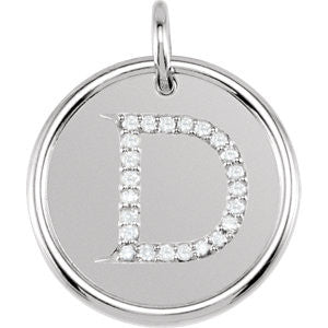 Sterling Silver 1-10 CTW Diamond Initial "D" Pendant