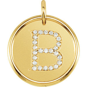 14K Yellow 1-8 CTW Diamond Initial "B" Pendant