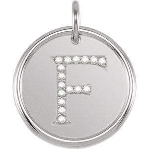 Sterling Silver .08 CTW Diamond Initial "F" Pendant