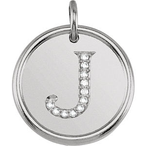 14K White .05 CTW Diamond Initial "J" Pendant