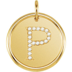 14K Yellow 1-10 CTW Diamond Initial "P" Pendant