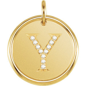 14K Yellow .05 CTW Diamond Initial "Y" Pendant