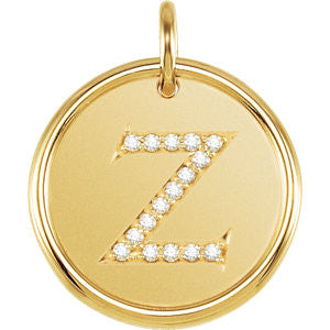 14K Yellow .08 CTW Diamond Initial "Z" Pendant