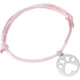 Sterling Silver Red Satin Cord Adjustable Bracelet with Paw Charm