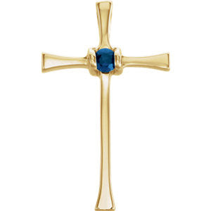 14K Yellow Sapphire Cross Pendant