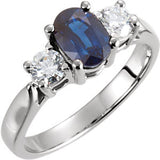 Platinum Sapphire & Diamond Accented Ring