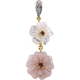 Pink Tourmaline, Mother Of Pearl & Diamond Floral-Inspired Pendant