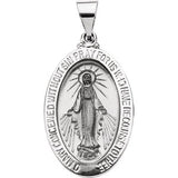 14K White 23x16mm Hollow Miraculous Medal