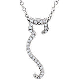 Sterling Silver 1-10 CTW Diamond Cat Silhouette 18" Necklace