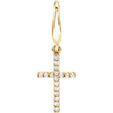 14K White .08 CTW Diamond Petite Cross Charm-Pendant