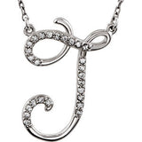 14K White Letter "K" 1-6 CTW Diamond Initial 17" Necklace