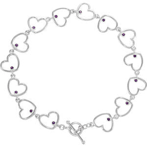 Amethyst Heart 8" Bracelet