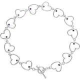 Amethyst Heart 8" Bracelet