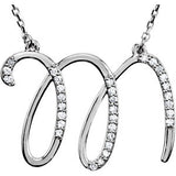 14K White Letter "K" 1-6 CTW Diamond Initial 17" Necklace
