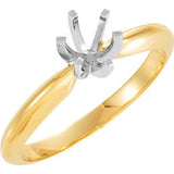 14K Yellow & Platinum 5-5.3mm Round 6-Prong Heavy Solitaire Ring Mounting