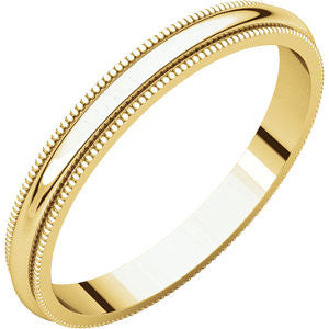 18K Yellow 2.5mm Milgrain Band