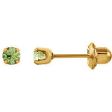 24K Yellow with Stainless Steel Solitaire "November" Birthstone Piercing Earrings