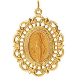 14K Yellow 22x15.5mm Oval Filigree Miraculous Medal