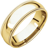 18K Yellow 6mm Double Milgrain Comfort Fit Band