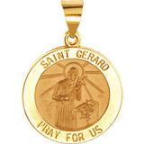 14K Yellow 15mm Round Hollow St. Gerard Medal