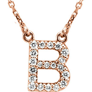 14K White Letter "A" 1-8 CTW Diamond 16" Necklace