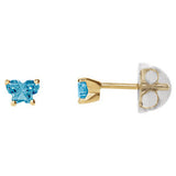 14K Yellow January Bfly® CZ Birthstone Youth Earrings with Safety Backs & Box