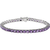 14K White Amethyst 7.15" Line Bracelet