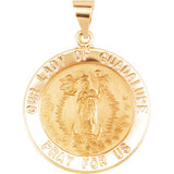 14K Yellow 15mm Round Hollow Our Lady of Guadalupe Medal