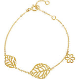 14K Yellow Leaf & Floral-Inspired Bracelet