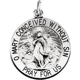 14K Yellow 22mm Round Immaculate Conception Medal