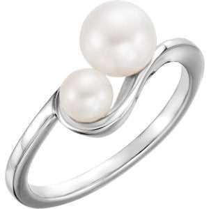 14K White Freshwater Cultured Pearl Ring