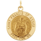 Sterling Silver 22mm Round St. Francis of Assisi Medal