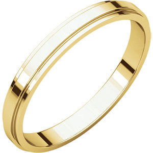 14K Yellow 2.5mm Flat Edge Band