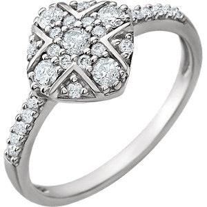 14K White 3-8 CTW Diamond Ring