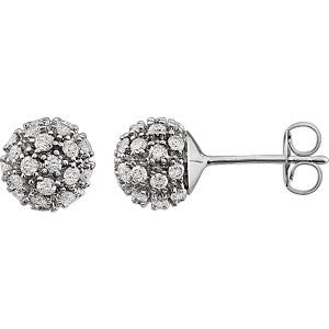 14K White 3-4 CTW Diamond Cluster Earrings