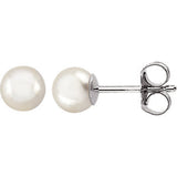 14K Yellow 4mm White Akoya Cultured Pearl Earrings