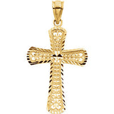 14K Yellow 21x14.5mm Cross Pendant